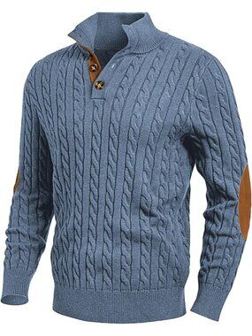 Cozy Men's Casual Long Sleeve Cable Knit Sweater - Perfect for Fall & Winter